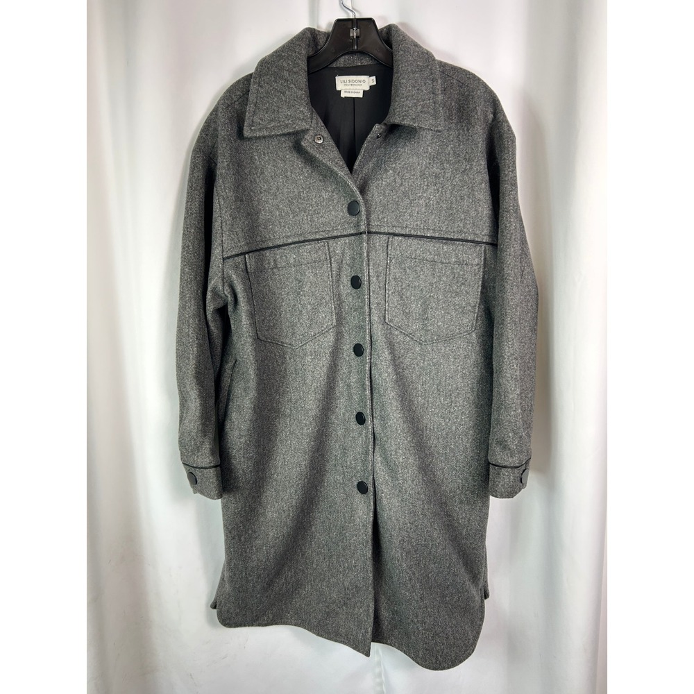 Lili Sidonio Molly Bracken Gray Longline Shacket Cocoon Coat Minimalist Small